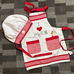 Kids Red and White Apron and Chef Hat Set